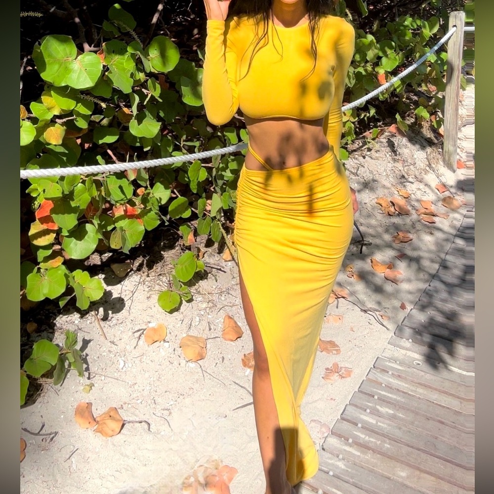 JLUXLABEL Yellow Verina Two Piece Skirt Set
